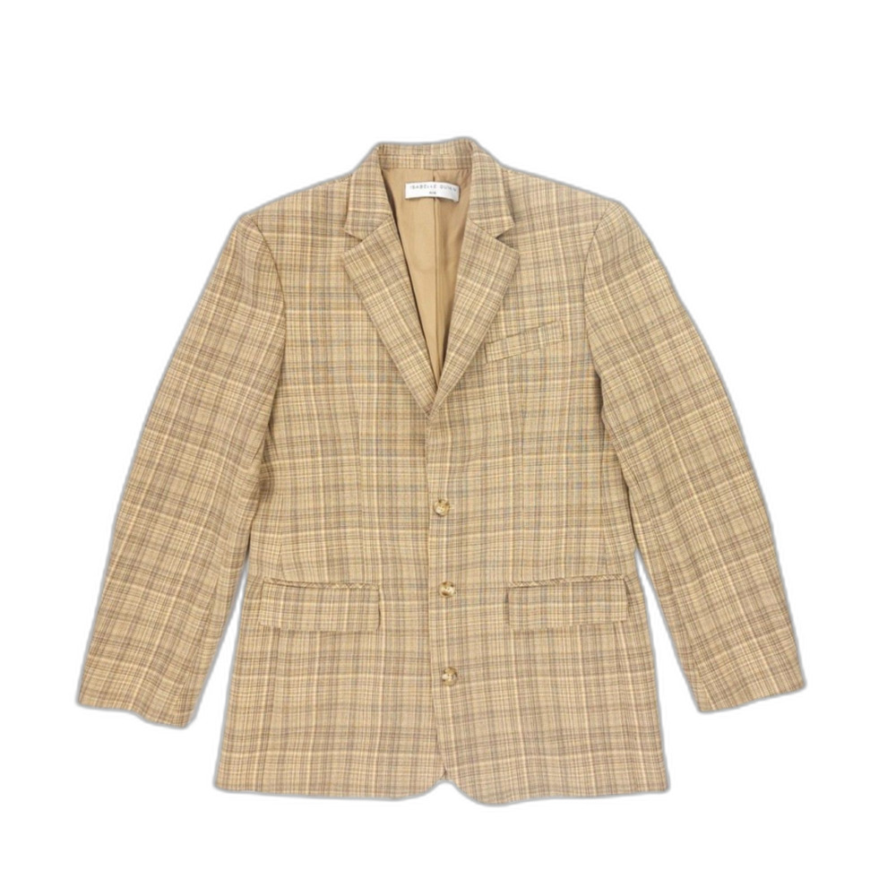 NEW Isabelle Quinn Karla Blazer Almond Plaid Preppy Academia Clean Girl 90s Y2k